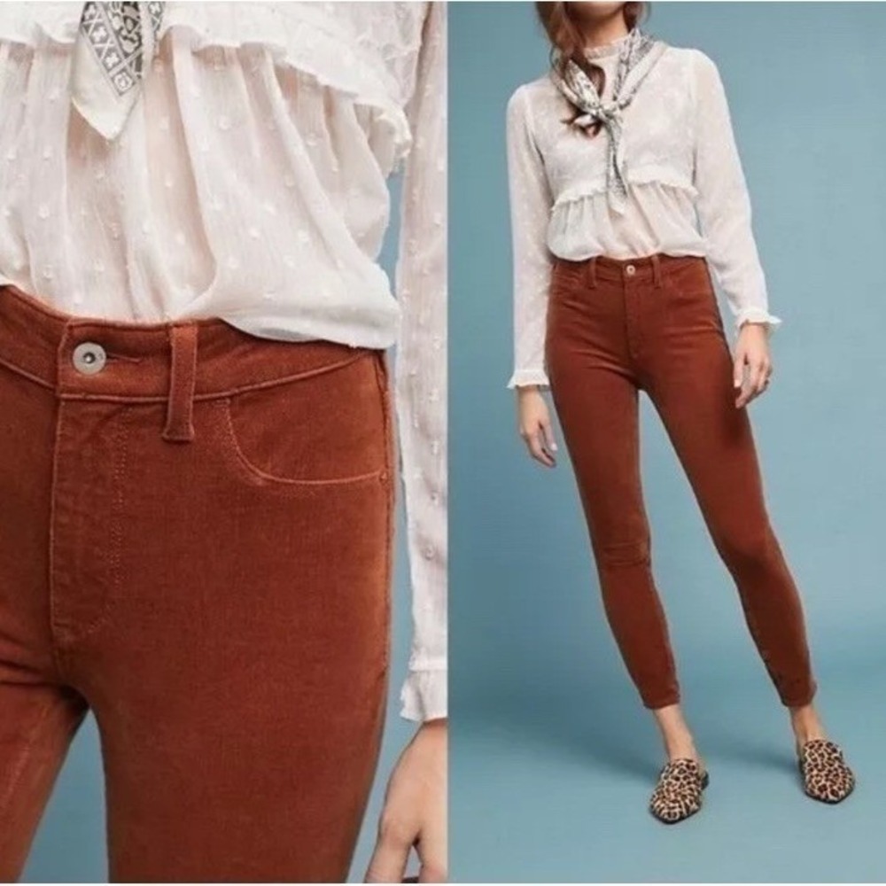 Anthropologie Pilcro Brown High Rise Skinny Corduroy Pants Size 28 - Picture 3 of 10